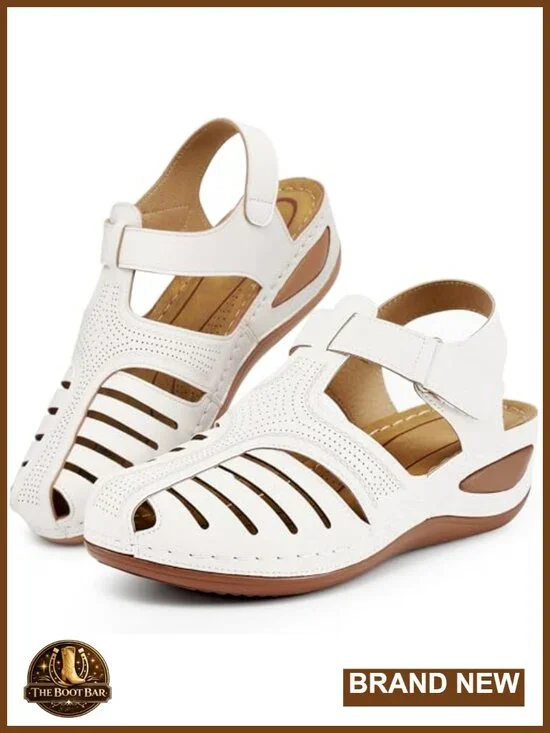 Women's Fisherman Wedge Sandals Platform Closed Toe Ankle Strap Hook & Loop