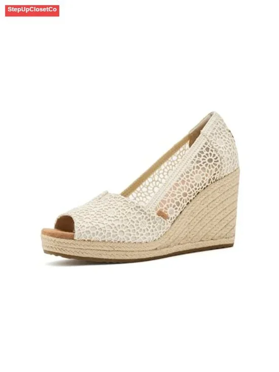 Women's Essential Wedge Peep Toe Slingback Sandals Jute Wedge Heel