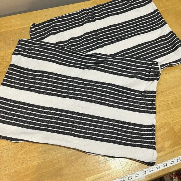 IKEA Mettalise Throw Pillow Black Striped 16x26
