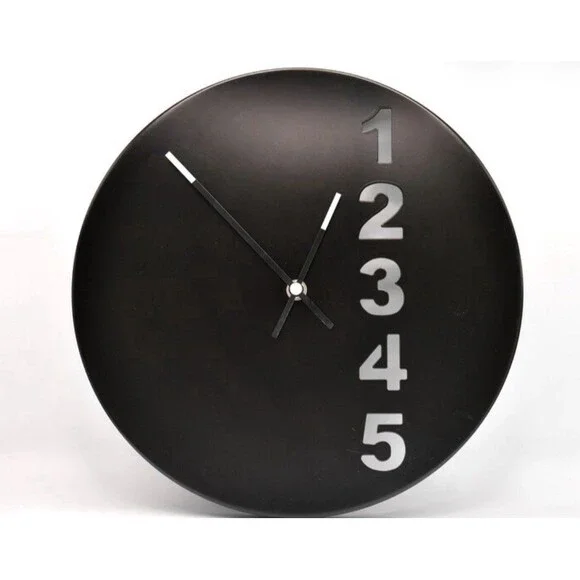 *READ* Vintage 1999 Ikea FEJS Wall Clock: Black Steel with Cutout Numbers
