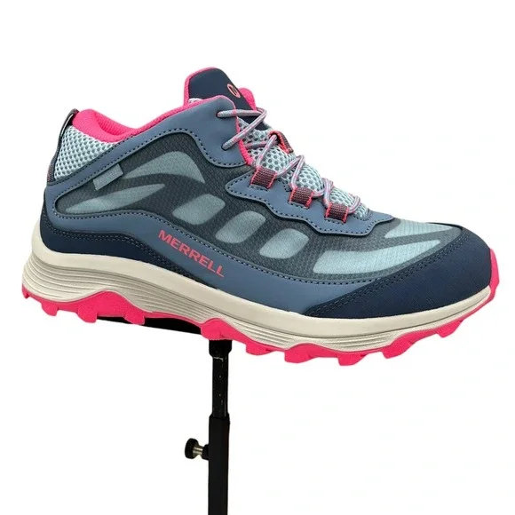 Merrell‎ Moab Speed Youth Big Girls Waterproof Hiking Shoes Size 6 Blue Coral