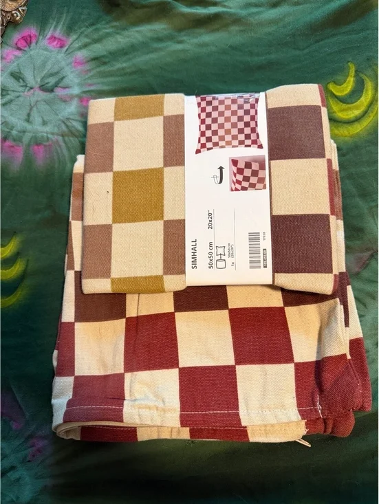 IKEA SIMHALL Checkered Cushion Cover and Pillowcase Set, 20x