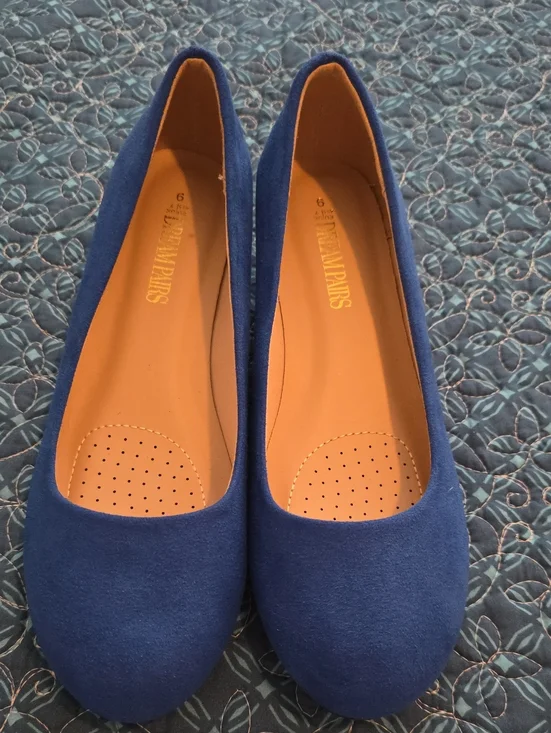 Dream Pairs Blue Suede Wedge Pump Shoes
