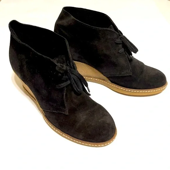 J.Crew Black Suede Wedge Shoe Italy