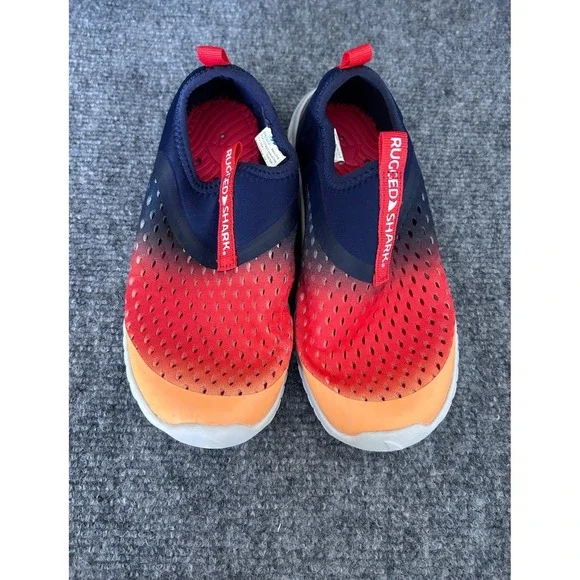Shark Youth Water Shoes Red Navy Blue Ombre Slip On Aquatic Sneakers Size 1