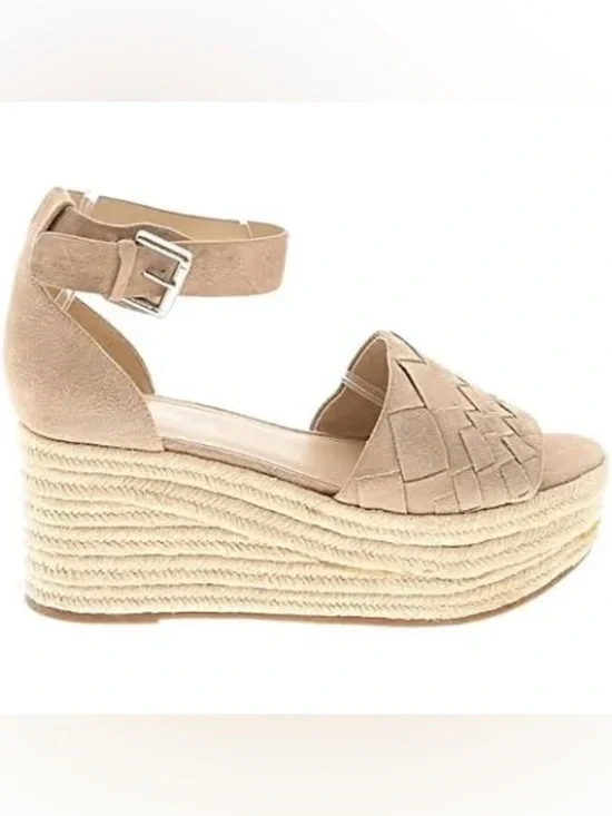 Marc Fisher Marc  Varin tan suede platform espadrille wedge size 7.5