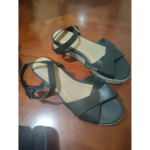 Bamboo Infinity-38 S Womens Black Espadrille‎ Platform Wedge Sandals Size 9