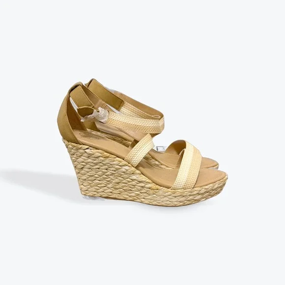 Dolce by Mojo Moxy Davenport Wedge Sandals Natural‎ Espadrille Ankle Strap 11m