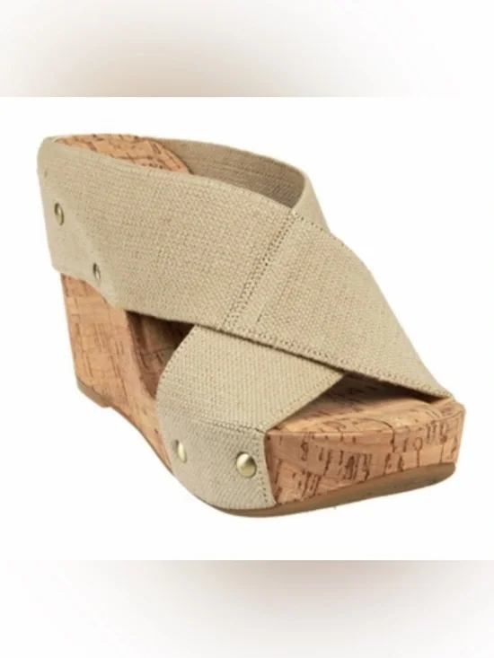 Lucky Brand Miller Crisscross Cork Wedge Sandals