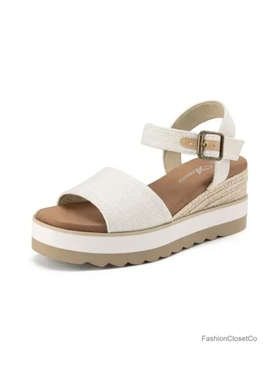 Women's Platform Wedge Sandals Espadrille Comfortable Ankle Strap Buckle