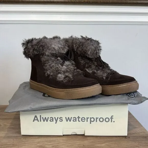 Cougar Winter Snow Boots Size 9 Brown Cocoa Dasha Lace Up Faux Fur Zip Women's