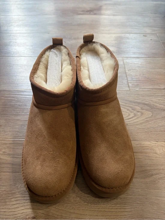 Cozy Women's Shearling Lined Winter Slip-On Boots - Chestnut