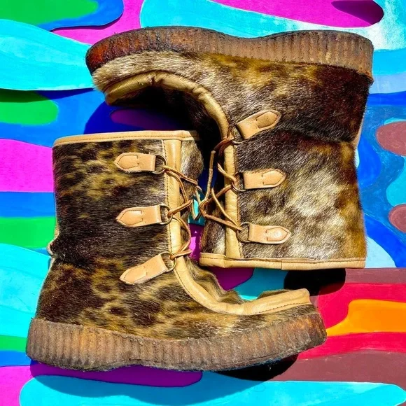 60s eskimo seal fur kamiks boots mens 6 women's 8.5