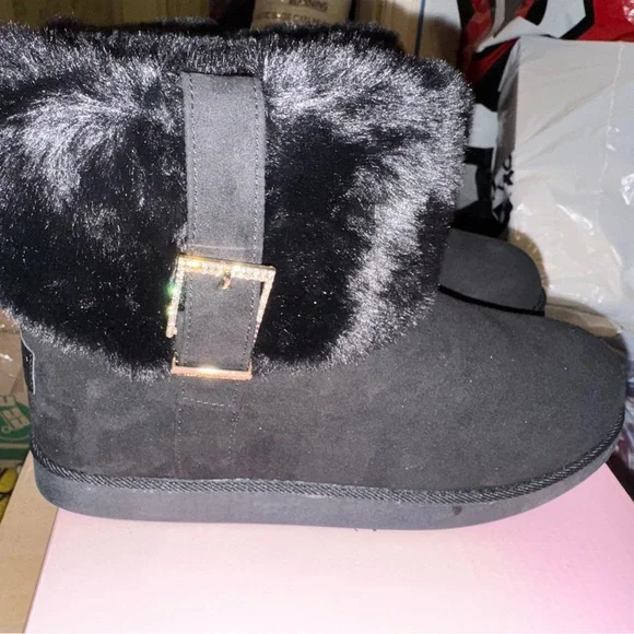 Juicy Couture Black Fur-Trimmed Women's Boots Klaire