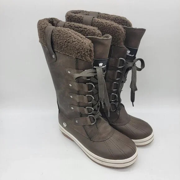 Womens Brown Lace‎ Up Arctic Shield Winter Boots Warm Insulated Size 7M EUC