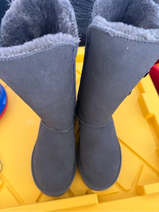 UGG Gray Plush Bailey Button Boots
