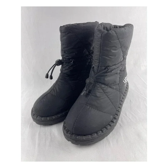 UGG Australia Quilted Puffer Snow Boots Womens 39 Black Drawstring Winter Nylon
