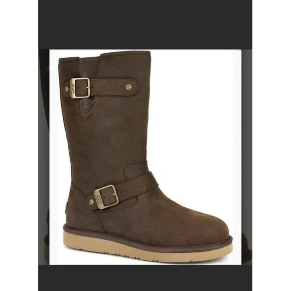 UGG Australia Women's Brown Waterproof Sutter Boots 10 Leather Sheepskin Winter