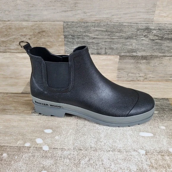 Baxter Wood Womens‎ Chelsea Rain Boot Sz 10 Black Gary Sole Mid Top