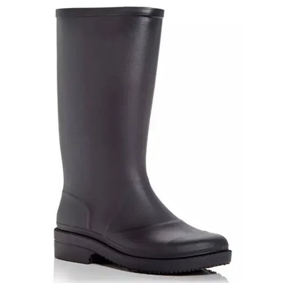 Jeffrey Campbell‎ Black Tall Rain Boots Size 10 Pull On Style in Black NEW