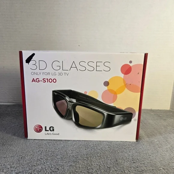 LG AG-S100 Active 3D Glasses for LG 3D TV Black New Open Box