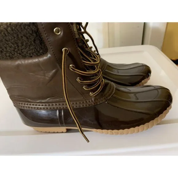 H2K Woman’s Duck Boots Shoes Sz 10 Brown‎ Zip Lace-up waterproof