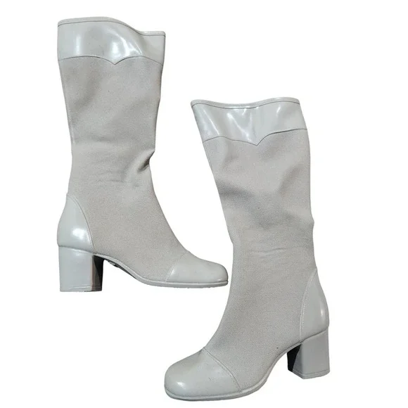 Waterproof Guarenteed Knee High Boots Womens SZ 8 Vintage Rubber Textured Heeled