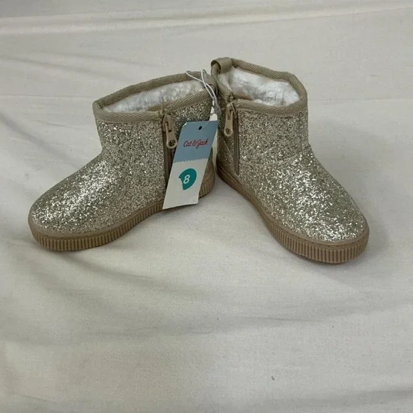 Cat & Jack Glitter Winter Boots | Toddler Size 8 | Gold | NWT ✨❄️