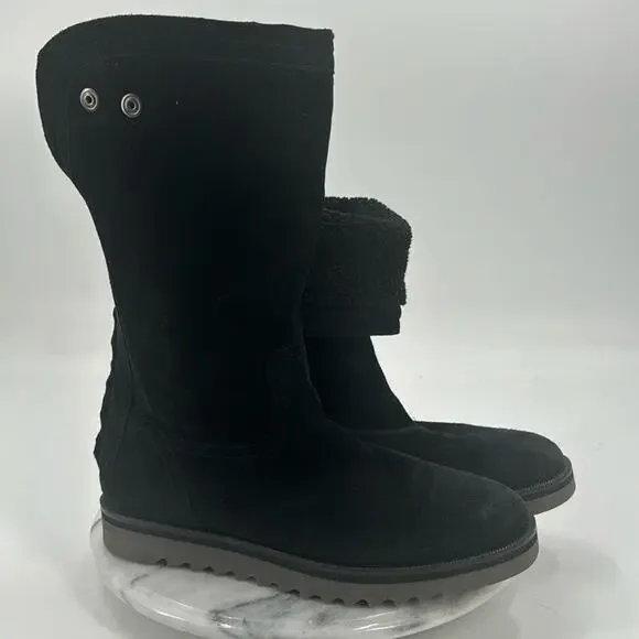 Aquatalia Paloma black Suede Fuax Fur Lined Zipper boots