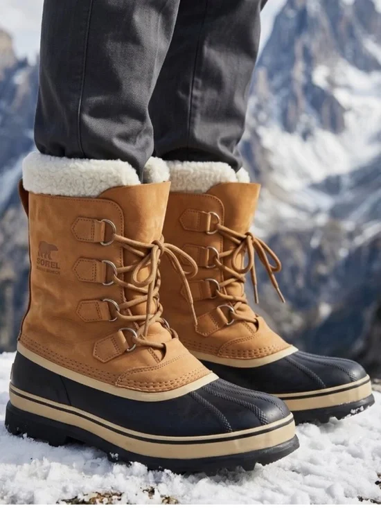 Sorel Women’s Caribou Waterproof Tan Leather Faux Fur Winter Boots SZ 7.5