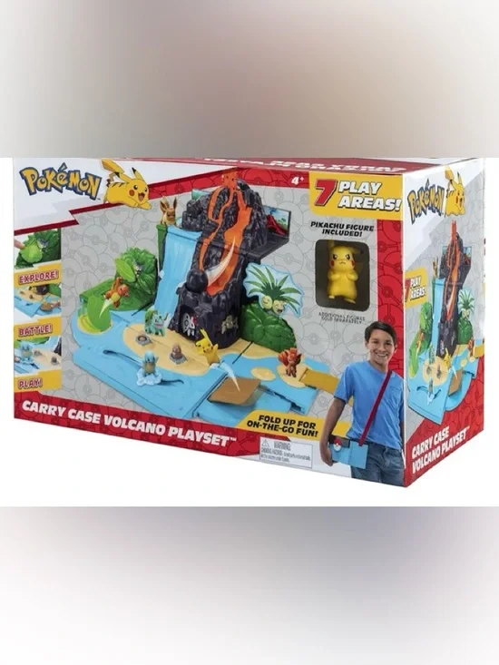 Pokemon Volcano Playset with Pikachu Figure  & carrying case