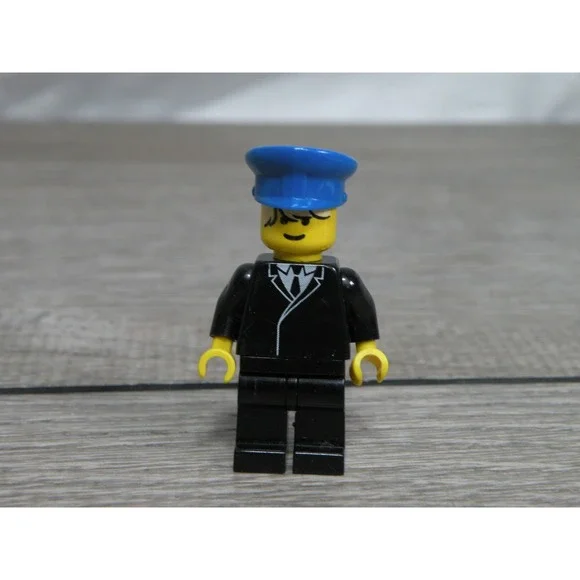 LEGO Minifigure Man Blue Cap Driver Pilot Tuxedo Suit Formal Figure