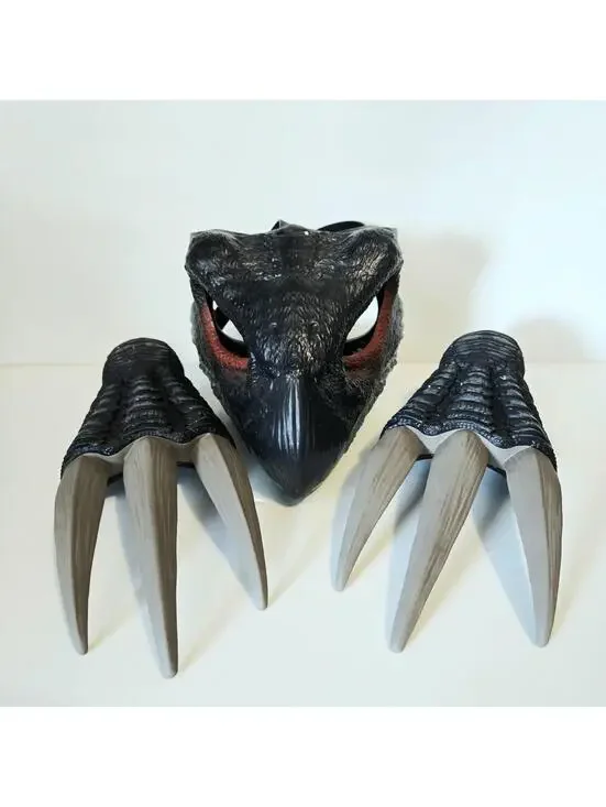 Jurassic World Therizinosaurus Mask Dinosaur Face Chomping Mask and Claws EUC