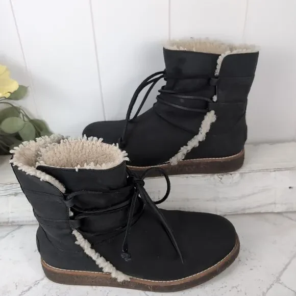 UGG Women's Luisa Water Resistant Leather Boots 1012545 Dark Gray Size 7 Winter