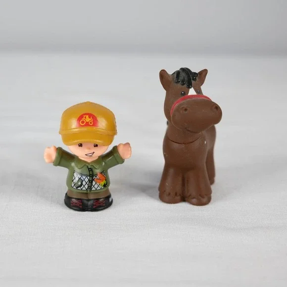 Fisher-Price Little People Toy Figures  Brown Good Farmer and Horse 2p Set