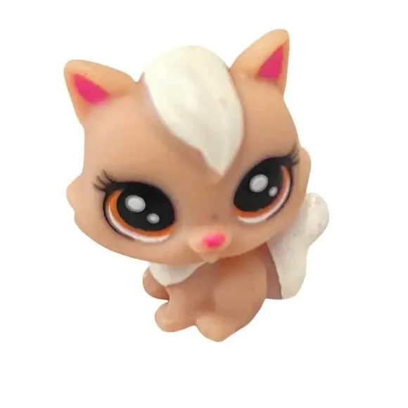 LPS Littlest Pet Shop Teensie Tan Cat White Hair Tuft Purple Eyes Pink Nose Mini