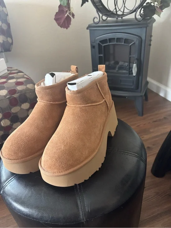 UGG Chestnut Suede Shearling-Lined Ankle Boot