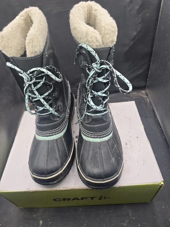 L.L. Bean Black Winter Boots with Mint Accents