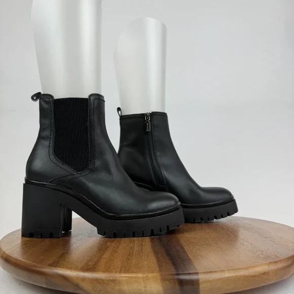 New Womens Blondo Raquel Waterproof Black Leather Chelsea Boots Size 6.5‎ M NWOB