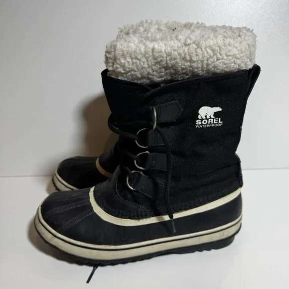Sorel Winter Carnival Snow Boots Waterproof Black 8.5 39.5 Winter Faux Fur Comfy