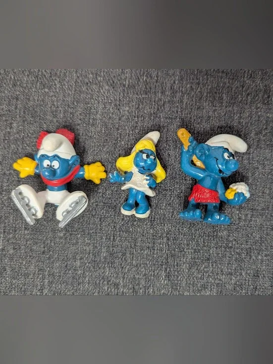 Lot Of 3 Vintage Smurf PVC Figures RARE Schleigh Peyo 1979-1983 And More!