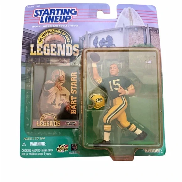 1998 Starting Lineup NFL Legends Bart‎ Starr Figure Green Bay Packers.