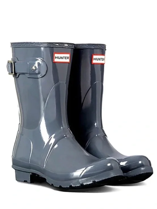 HUNTER Gloss Mid-Calf Rain Boots in Graphite