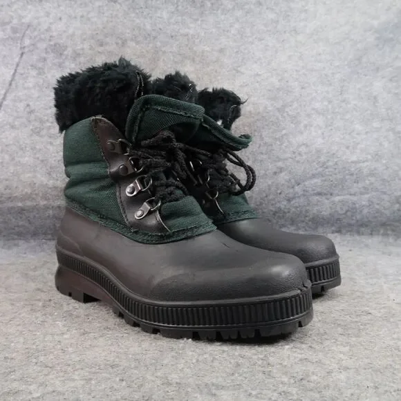 Sorel Shoes Womens 7 Boots Winter Snow Outdoor Retro Warm Green Black Lace Up
