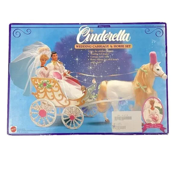 Vintage Mattel Disney Classics 1991 Cinderella Horse & Carriage Set