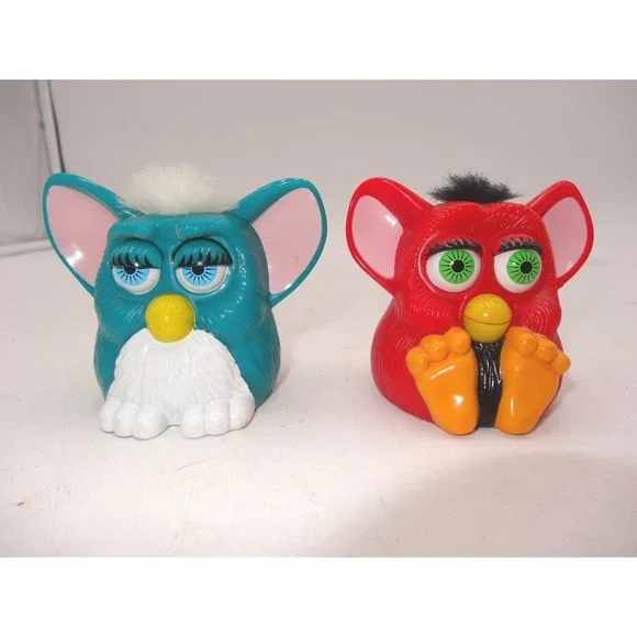Vintage McDonald's Furby Happy Meal‎ Toy Lot 1998 Red Teal Plastic Figures