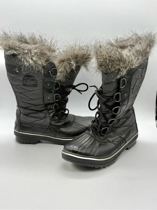 Sorel Tofino II Women’s Waterproof Winter Snow Boots Black Faux Fur Size 7