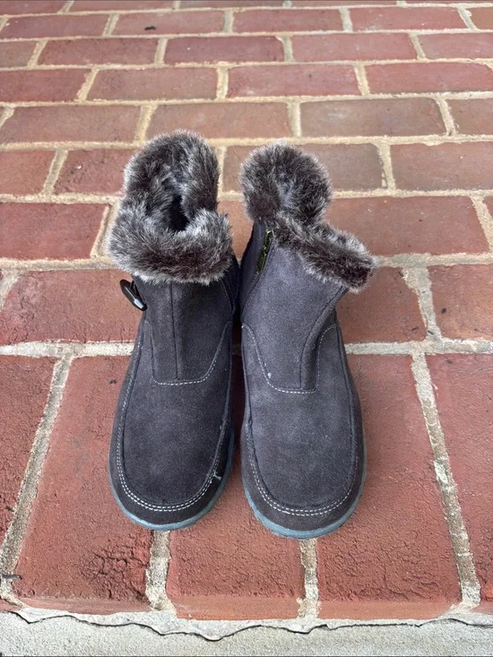 Khombu Women's Dark Brown Suede Fur-Trim Winter Boots