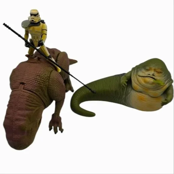 Star Wars Action Figure Bundle – Stormtrooper on Dewback & Jabba the Hutt & Frog