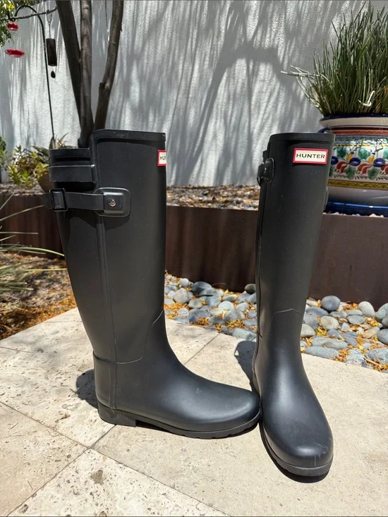 Hunter Matte Black Tall Waterproof Rain Boots